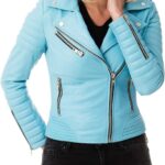 Motorcycle Bomber Biker Leather Jacket for Women