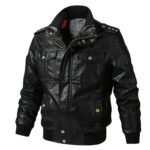 Men's Black Bomber Aviator Leather Jacket